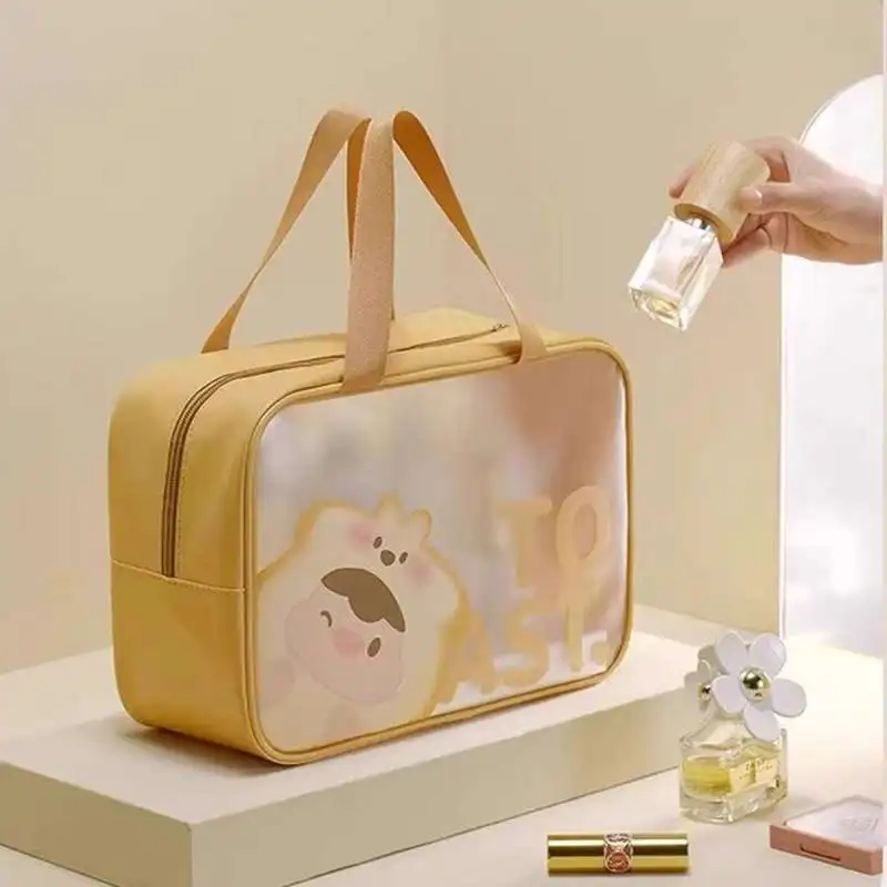 Large capacity transparent wash bag frosted PVC travel portable handheld bath Cosmetic storage bag for Travel Beach Pool Bathing