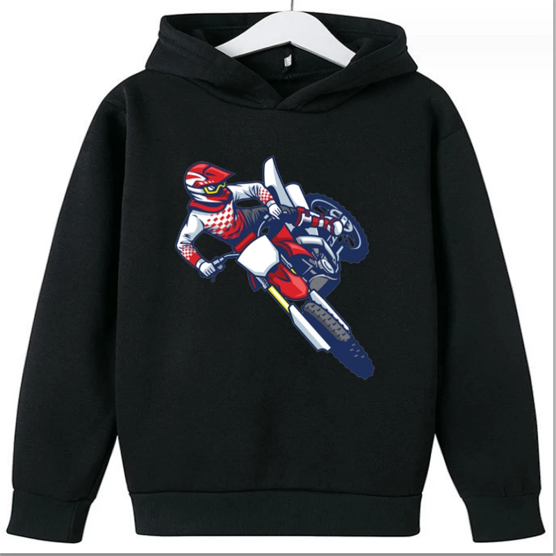 Sudadera con capucha de manga larga para niños, ropa deportiva con estampado de carreras de motos, Fitness, camisetas