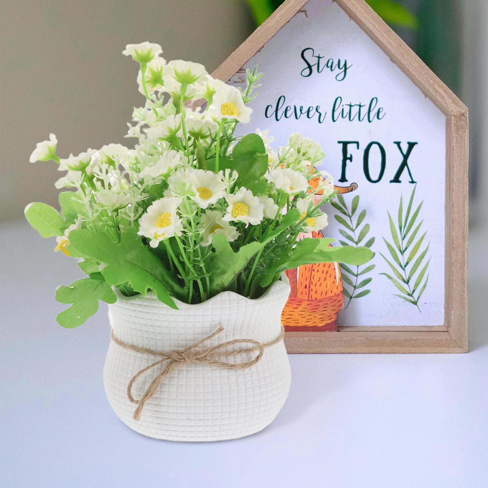

Lifelike Artificial Silk Daisy Potted Plants Realistic Fake Greenery For Home Office Wedding Decor Bedroom Patio Tabletop Faux