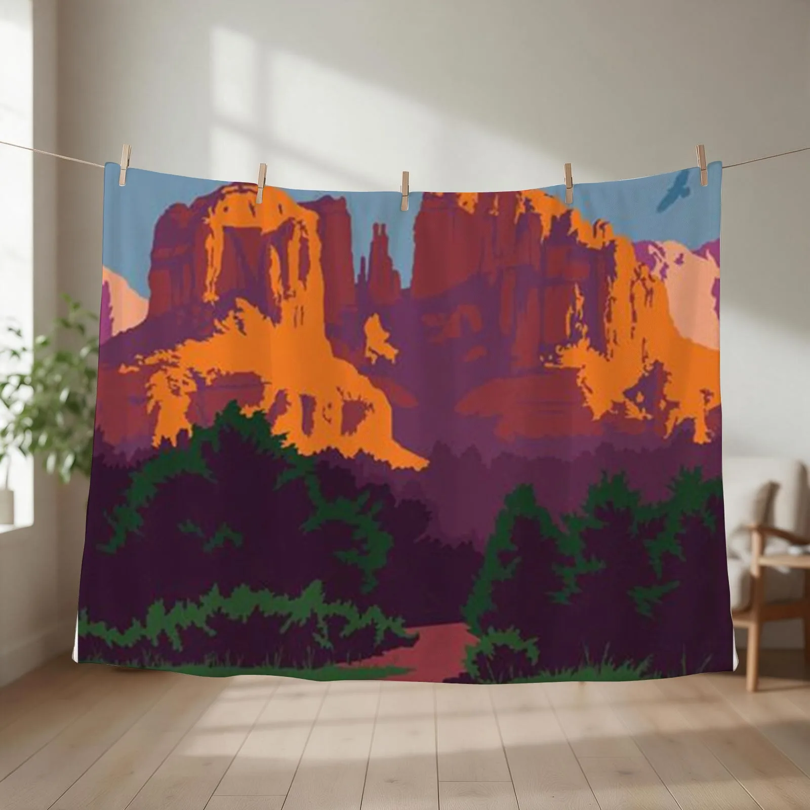Sedona Cathedral Rock Throw Blanket couch cozy soft plush fuzzy picnic outdoor blanket