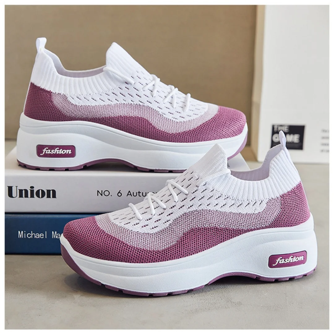 2024 summer platform casual women's shoes increase shoes mesh surface breathable comfortable sports shoes