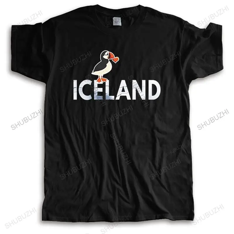 new Summer cotton mens tshirt man O-neck tee I Love Iceland with Puffins fashion t-shirt men casual tops euro size boys gifts