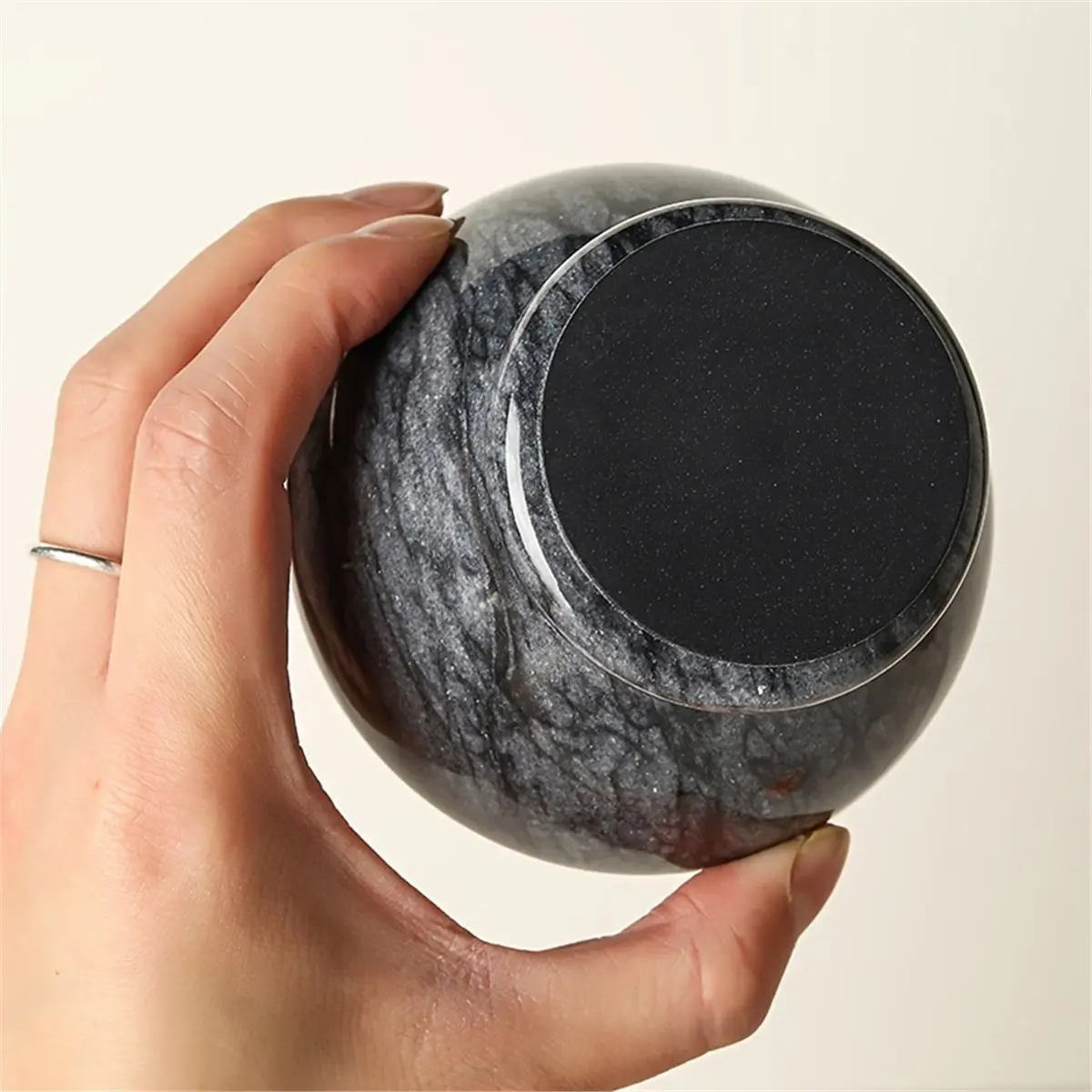 (AIMA) Molinillo Manual de Ajo de Mármol Natural de Lujo Ligero, Molinillo de Pimienta, Recipiente para Triturar, Utensilios de Cocina y Bar, Juego Negro