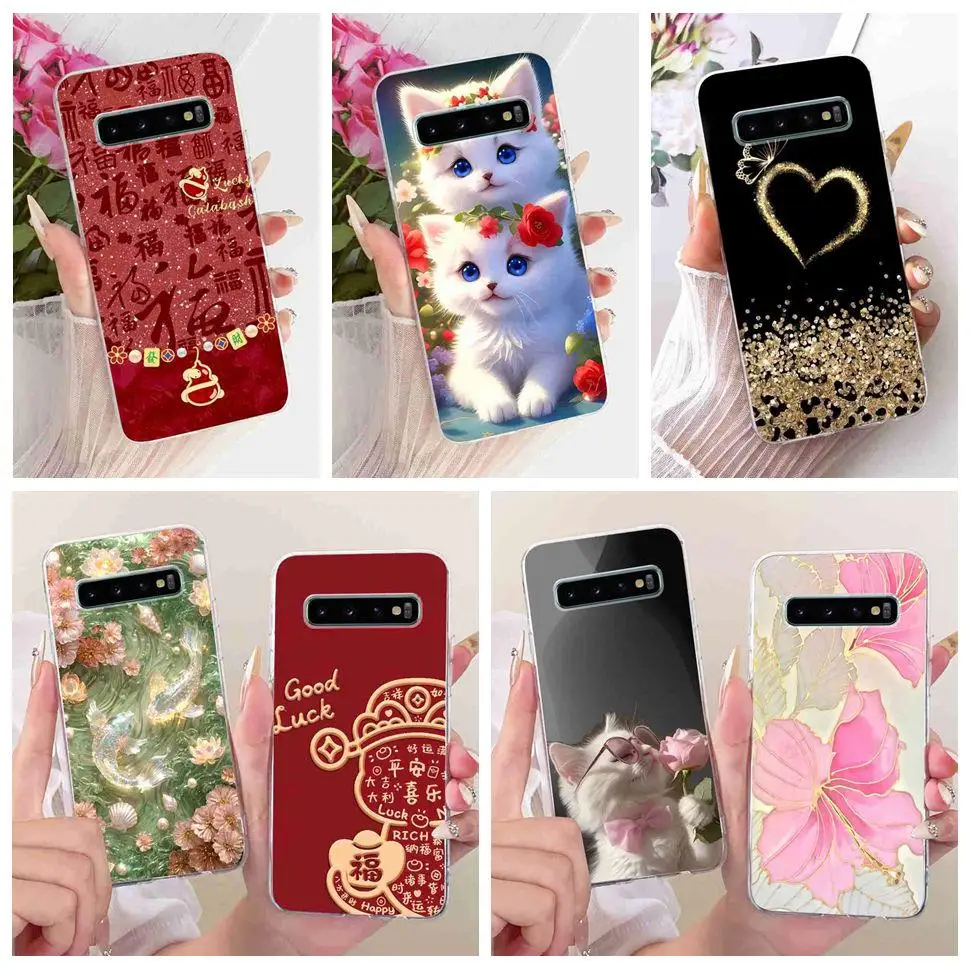 For Samsung Galaxy S10 SM-G973F Case Good Lucky Popular Design Silicone TPU Clear Cover For Samsung s10 S10 6.1" Phone Cases