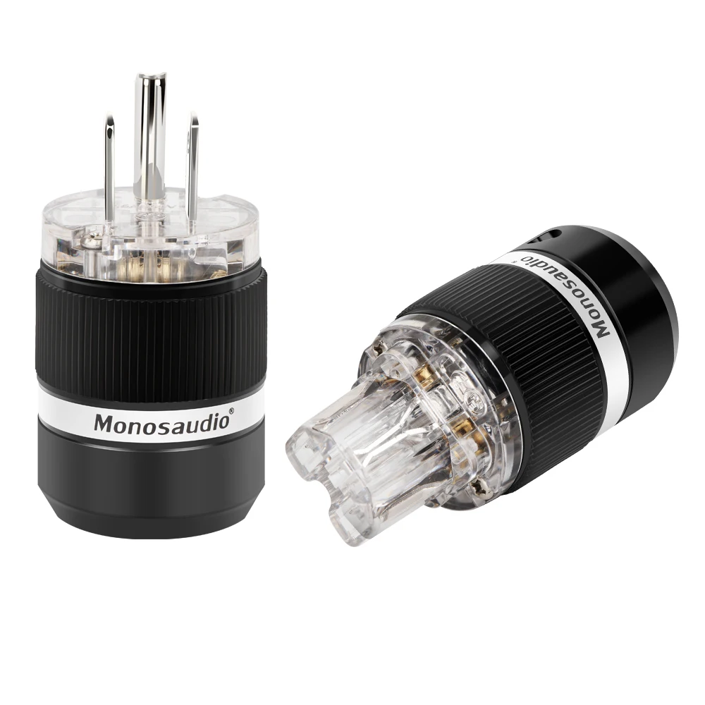 Monosaudio MF101 Pure Copper 24k Gold/Rhodium Plated US Power Plug Audio Power Connector IEC320 Female Plug DIY Power Cord Cable