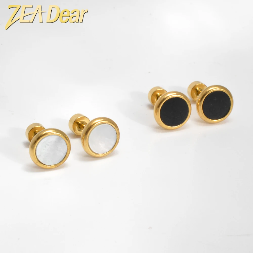 ZEADear Jewelry Stainless Steel Aesthetic Earrings Punk Hip Hop Accessories Geometry Evil Eyes Small Ear Studs Jewellery Gift