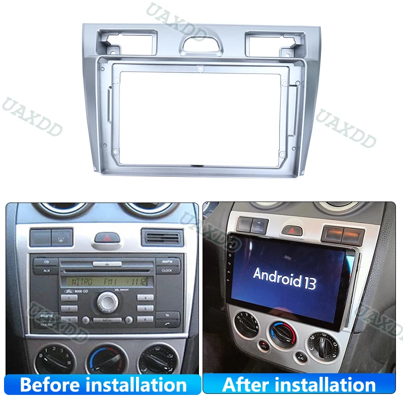 9 Inch For Ford Fiesta Mk VI 5 Mk5 2002-2008 Radio Car Android MP5 Player Casing Frame 2din Fascia Stereo Dash Cover Panel Cable