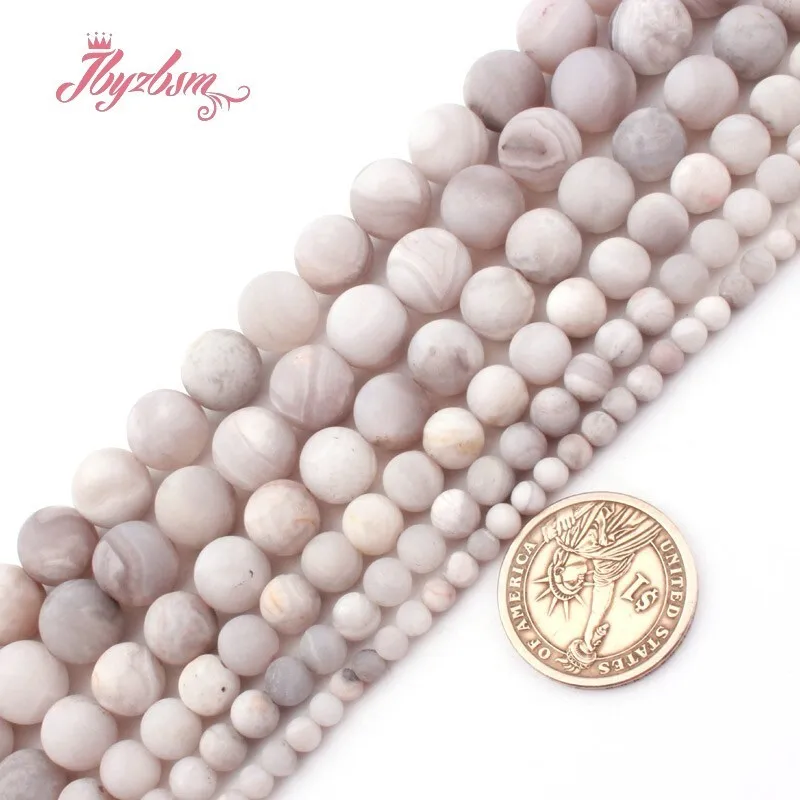 الطبيعية الأبيض الصقيع مجنون الدانتيل العقيق حجر مستدير الخرز فضفاض ستراند 15 بوصة 6 مللي متر/8 مللي متر/10 مللي متر ل سوار ذاتي الصنع صنع المجوهرات الخرز #2