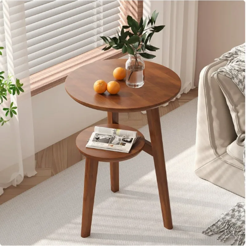 2-Tier Wood Side Table Stable 3-Leg Construction Weight Bearing Sturdy Coffee Table Farmhouse Space Saving Living Room Furniture