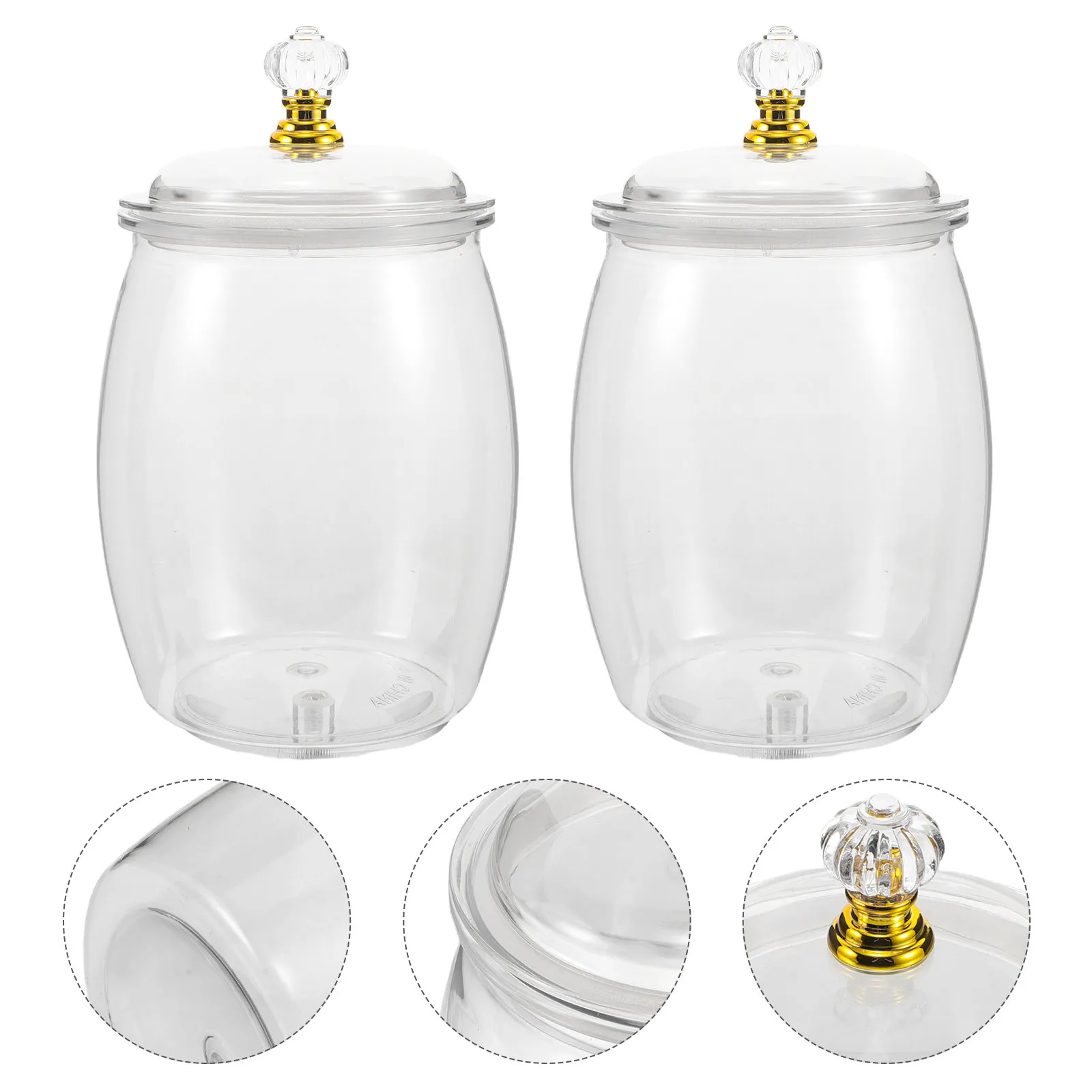2Pcs Plastic Candy Storage Jar Transparent 1.2L Easy Clean Smooth Interior Airtight Seal for Snacks Cookies Treats Buffet Party