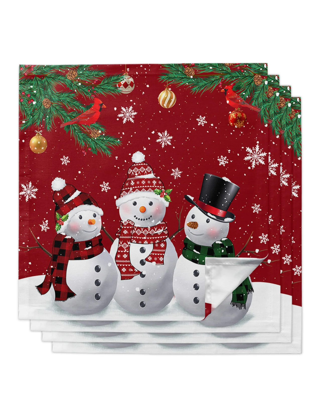 4/6/8pcs Christmas Tree Snowman Snowflake Table Napkins Cloth Restaurant Table Napkins Wedding Banquet Decor Cloth Napkins