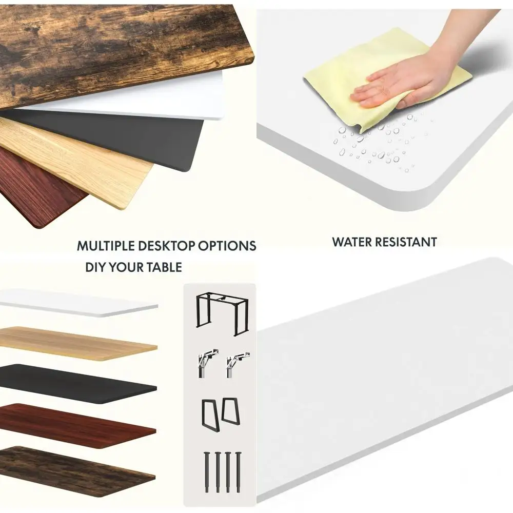 

48x30 Inch Adjustable Height White Rectangular Desk with 1 Thick Tabletop