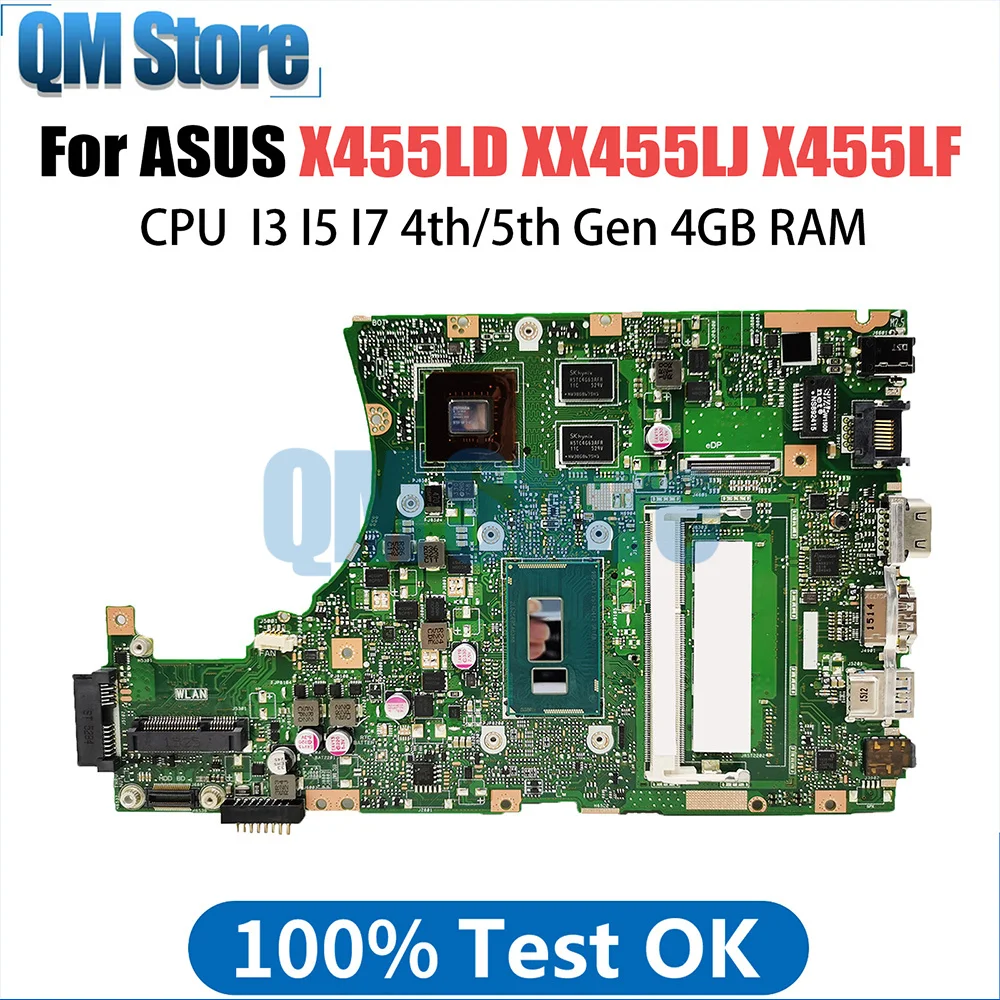 X455LJ Motherboard For ASUS X455LF X455LD X455L A455L F454L X455LA Mainboard CPU I3 I5 I7 4th 5th Gen 4GB V2G