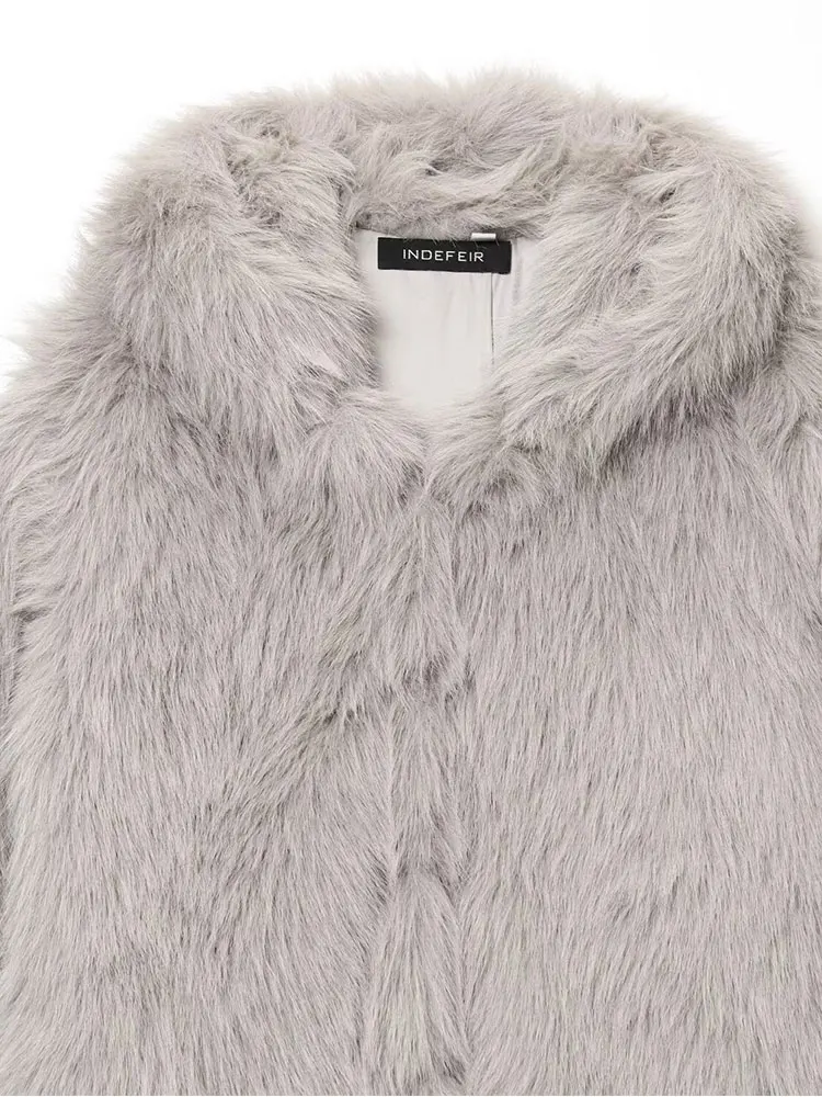 Nlzgmsj jaqueta feminina de pele sintética 2025 moda inverno sólida mangas compridas com capuz jaqueta curta feminina altura rua lazer casaco