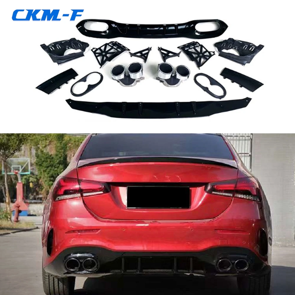 

Carbon Look Rear Bumper Lip Diffuser for Mercedes Benz W177 A Class A180 A200 A160 A250 A35 A45 AMG Sedan 2020+