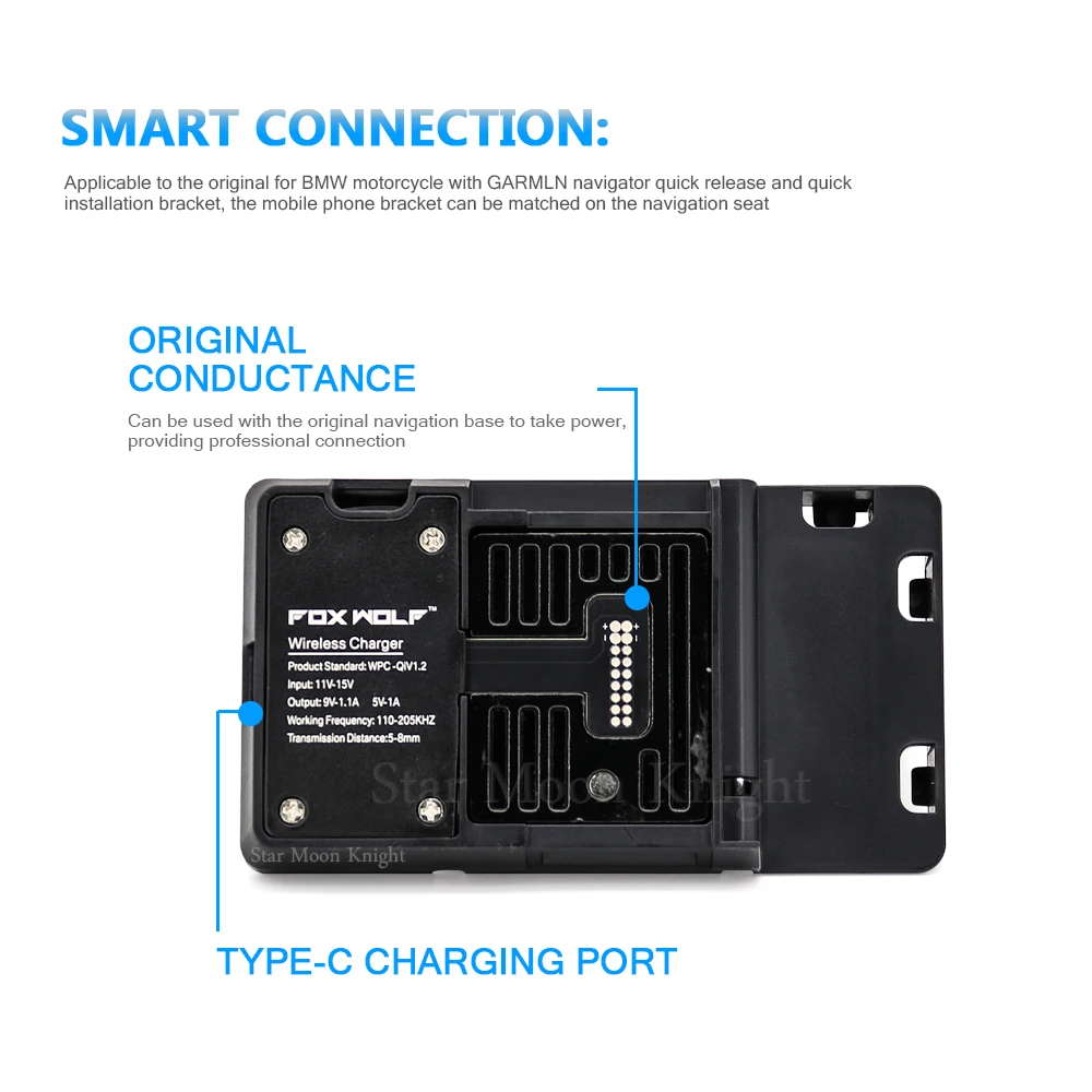 Chargeur de charge sans fil pour moto, navigation par téléphone portable, support rapide, BMW R1300GS, Runned GS, R1250GS, ADV LC, Fenecute GS,