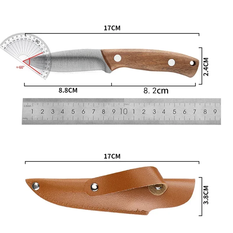 Outdoor fruit knife with holster knife, portable stainless steel knife, home kitchen fruits and vegetables, cutting knife