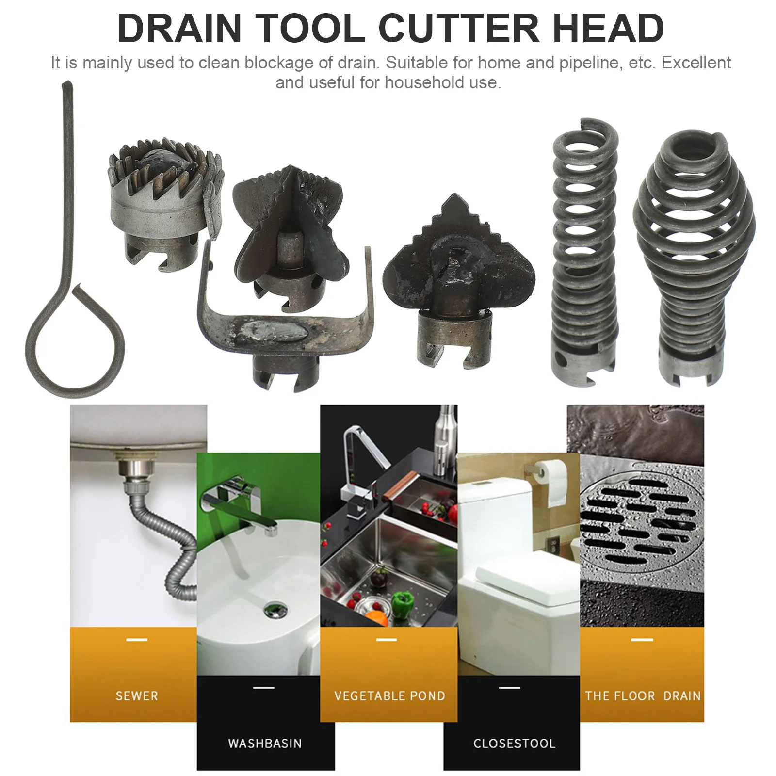 

1Set Drain Tool Cutter Head Lightweight Convenient Storage High Performance Pipeline Dredging Machine Drain Tool Cutter Head