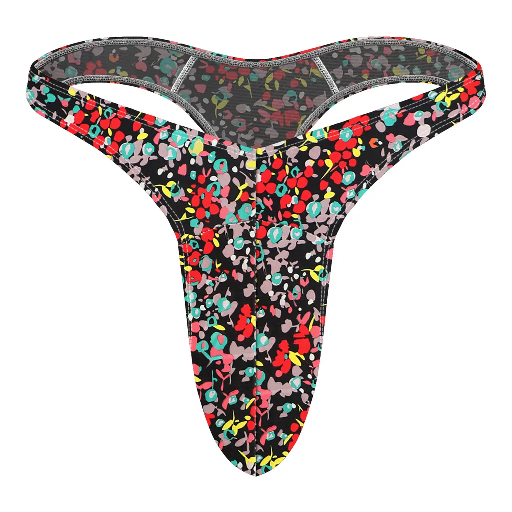 Men's Underwear Sexy Panties Flying Bird Big Bag Sack Floral U Convex Pouch Thong Fashion Jockstrap for Men