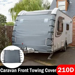 Capa protetora cinza para reboque dianteiro de caravana, 220cm x 175cm com 2led de luz, para-brisa, neve, pano oxford à prova d'água