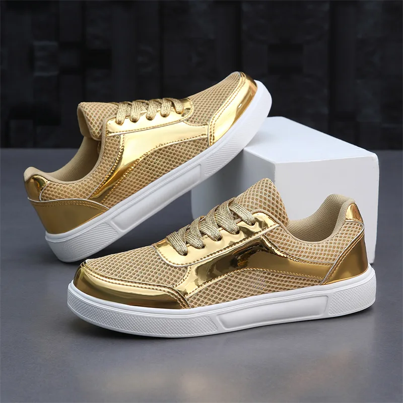 

Fashion Golden Casual Shoes Women Breathable Low Cut Women's Vulcanize Shoes Comfy Versatile Skate Shoes Woman zapatos de mujer