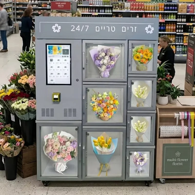 Fresh Flower Vending Machine 39.2- 60.8℉ Refrigerated Touch Screen Commercial Mall Bouquet Distributeur De Fleurs