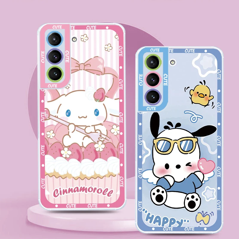 

Girl Kuromi Cinnamoroll Transparent Phone Case For Samsung S23 S22 Ultra S21 S20 FE S10 Note20 10 Plus 5G Angel Eyes