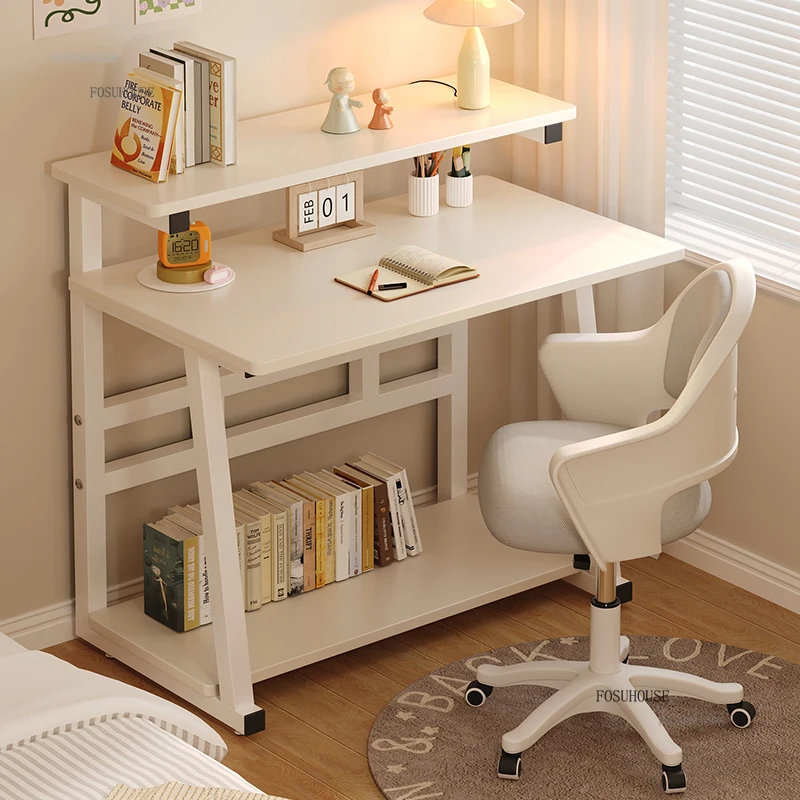 مكاتب الكمبيوتر الاسكندنافية المنزلية واحدة طبقة مزدوجة مكتب كمبيوتر صغير بسيط شقة صغيرة غرفة نوم طالب مكتب قراءة صغير #2