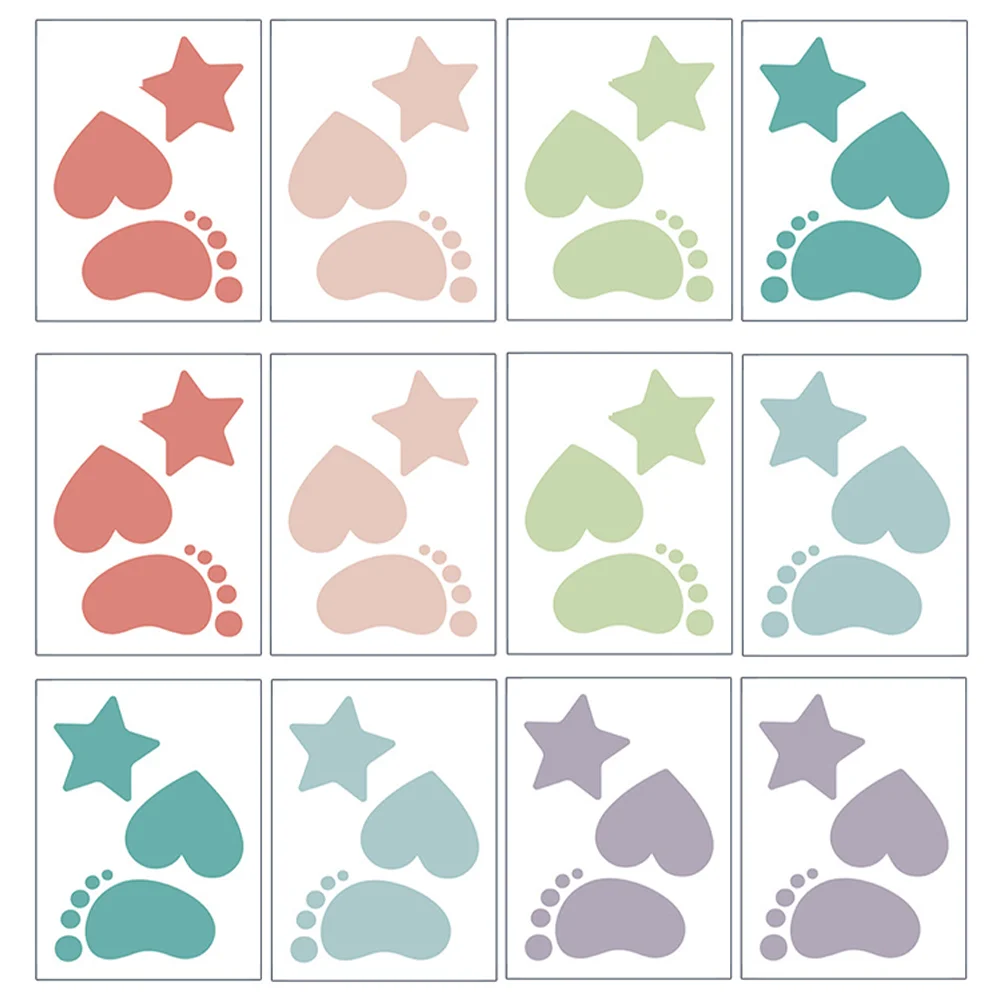 

12 Sheets Footprint Floor Stickers Bathroom Anti-slip Non-slip Bathtub Decorative Decorate