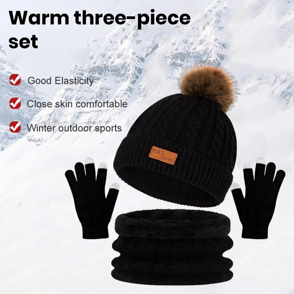 Hat Scarf Gloves Set Cozy Kids Winter Accessories Set Plush Knitted Hat Scarf Gloves with Anti-slip Design for Boys for Style