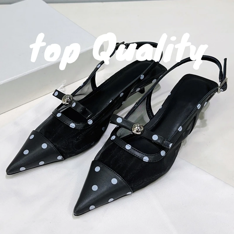 صنادل نسائية صيفية مدببة مصنوعة من الجلد بلون سادة وتصميم كعب منخفض 3.5 سم صنادل بكعب عالٍ #4