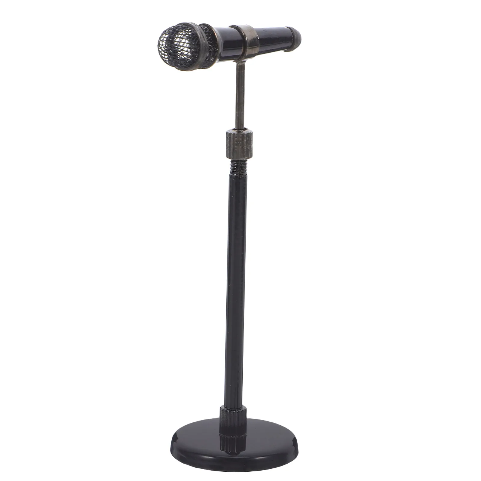 

Миниатюрный микрофон-реквизит в ретро-стиле, имитация микрофона со стойкой, для ролевых игр, музыкальный декор, украшение для кукольного домика, рождественский подарок