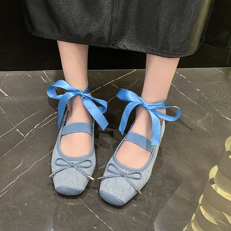 Sapatos rasos de fragrância pequena para mulher, sapato de balé preto, corte raso, estilo francês, novo, 2024