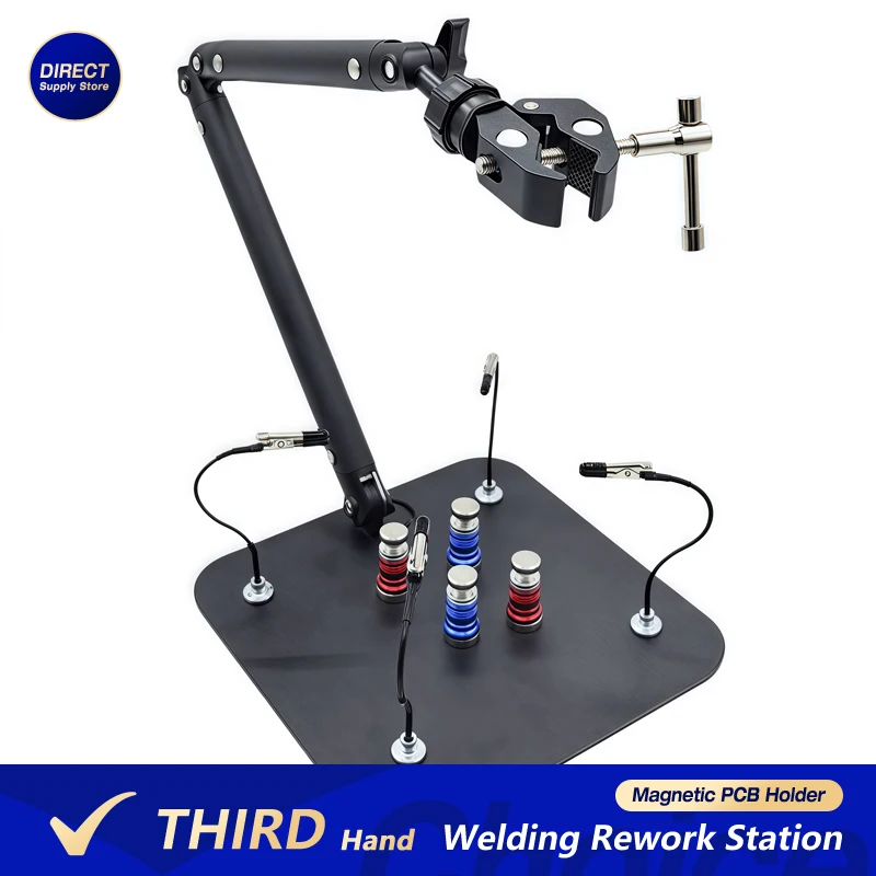 Magnetic Flexible Welding Third Hand Heat Gun Holder PCB Repair Helping Rework Station Cantilever Bracket Multifunctional Clip
