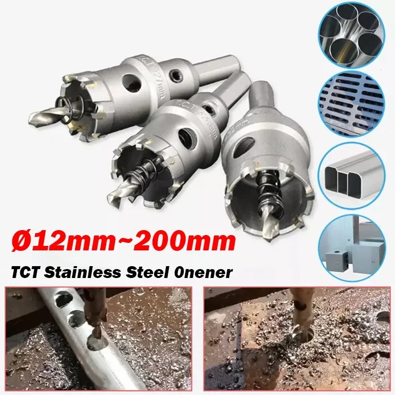 1Pcs 12mm to 200mm TCT Carbide Tip Hole Saw Metal Drill Bit Stainless Steel Cutter Metal Alloy Cutterle