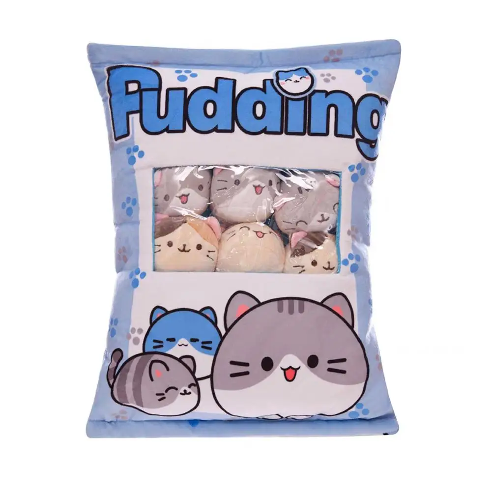 Cute Cat Snack Pillow Pudding Decorative, Stuffed Gifts Pudding Mini Kawaii Toy Dolls Cat Plush Pillow Animal Plush W N6M6