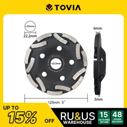 T TOVIA Diamond Cup Grinding Wheel 125mm Double-row Diamond Grinding Wheel for Cement Granite Wall Tiles Stone Concrete Asphalt