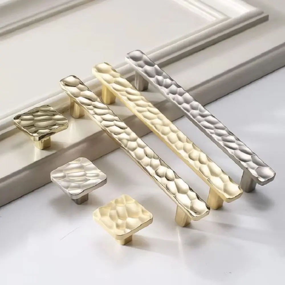 

Retro Push-pull Door Handle Unique Line Design Golden Hammer Pattern Zinc Alloy Furniture Door Knob Durable High Quality