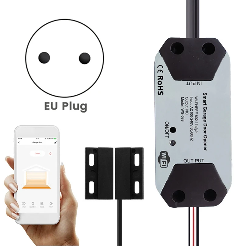 DT23 Tuya Smart WiFi Garage Door Opener Controller, SmartLife App Remote Control, Works with Alexa for Google Home, No Hub