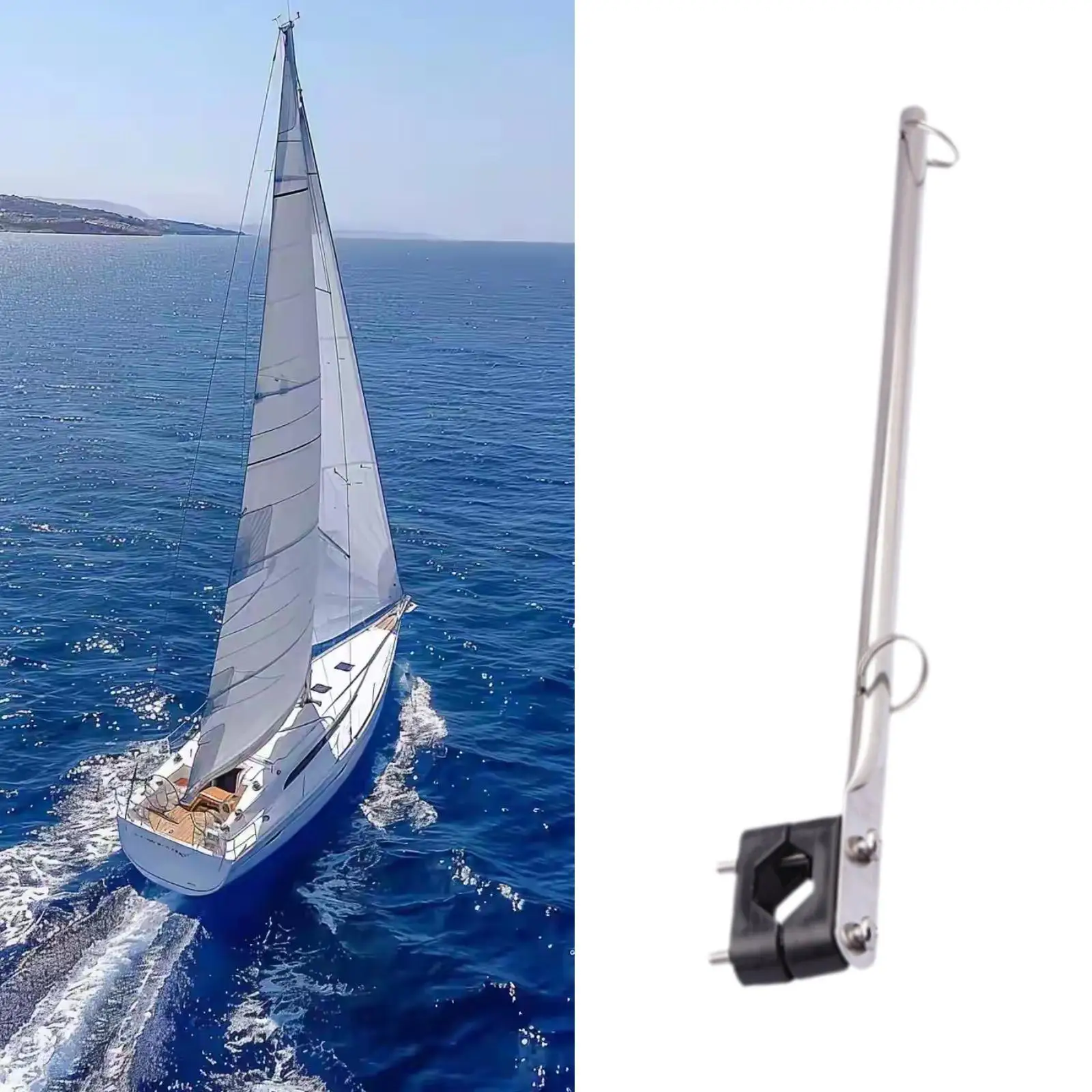 

Крепление для флагштока на рельс, лёгкое в установке, из нержавеющей стали, для лодок/яхт