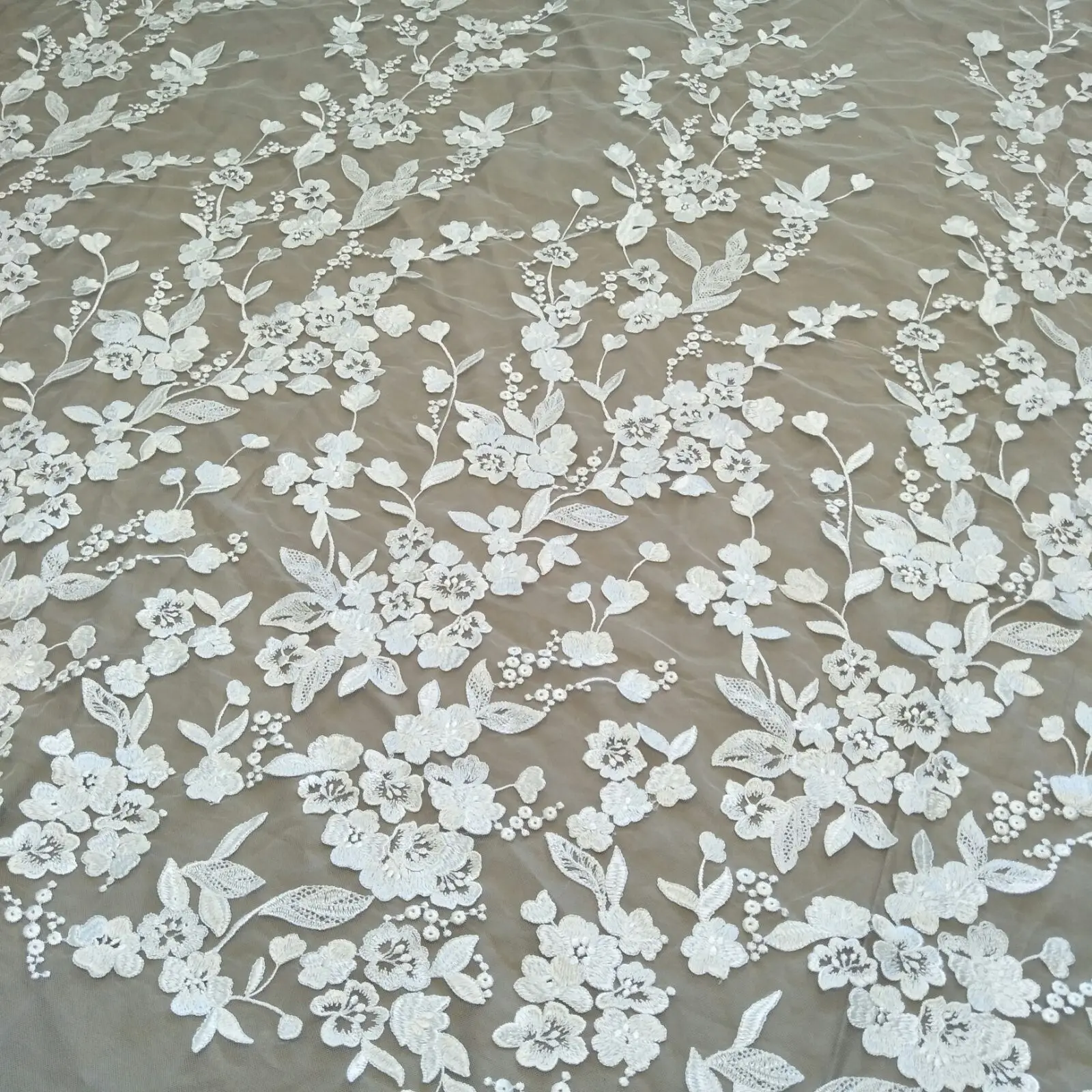 thick material bridal lace fabric 130cm width wedding gown dress lace fabric sell by yard