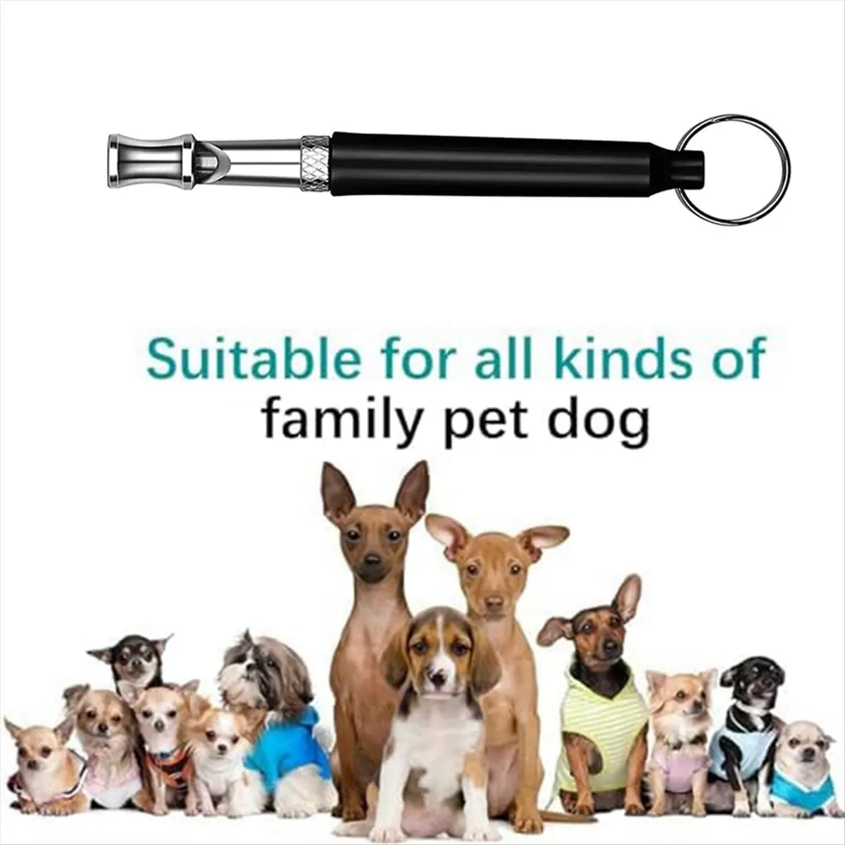 Sifflet pour chien KSOL, sifflet ultrasonique réglable pour arrêter les aboiements des chiens, entraînement au rappel, avec cordon noir