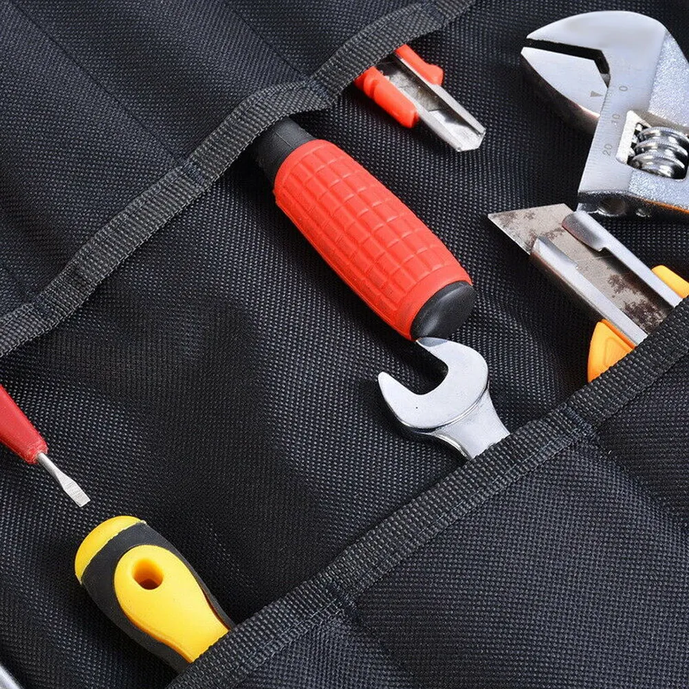 Electrician Tool Roll Organizer – Heavy-Duty Oxford Fabric Portable Multi-Compartment Repair Bag for Hammer Wrench Screwdriver