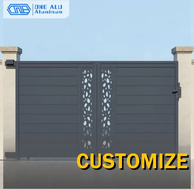 Sliding Entrance Gates Automatic Driveway Gates Aluminium Alloy Villa Garden Yard Backyard Patio Outdoor Privacy Metal Fence