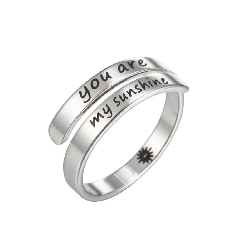 Fashion I AM ENOUGH Rings Gold Silver Color Laser Engrave BLESSED HOPE LOVE Stainless Steel Jewelry For Women