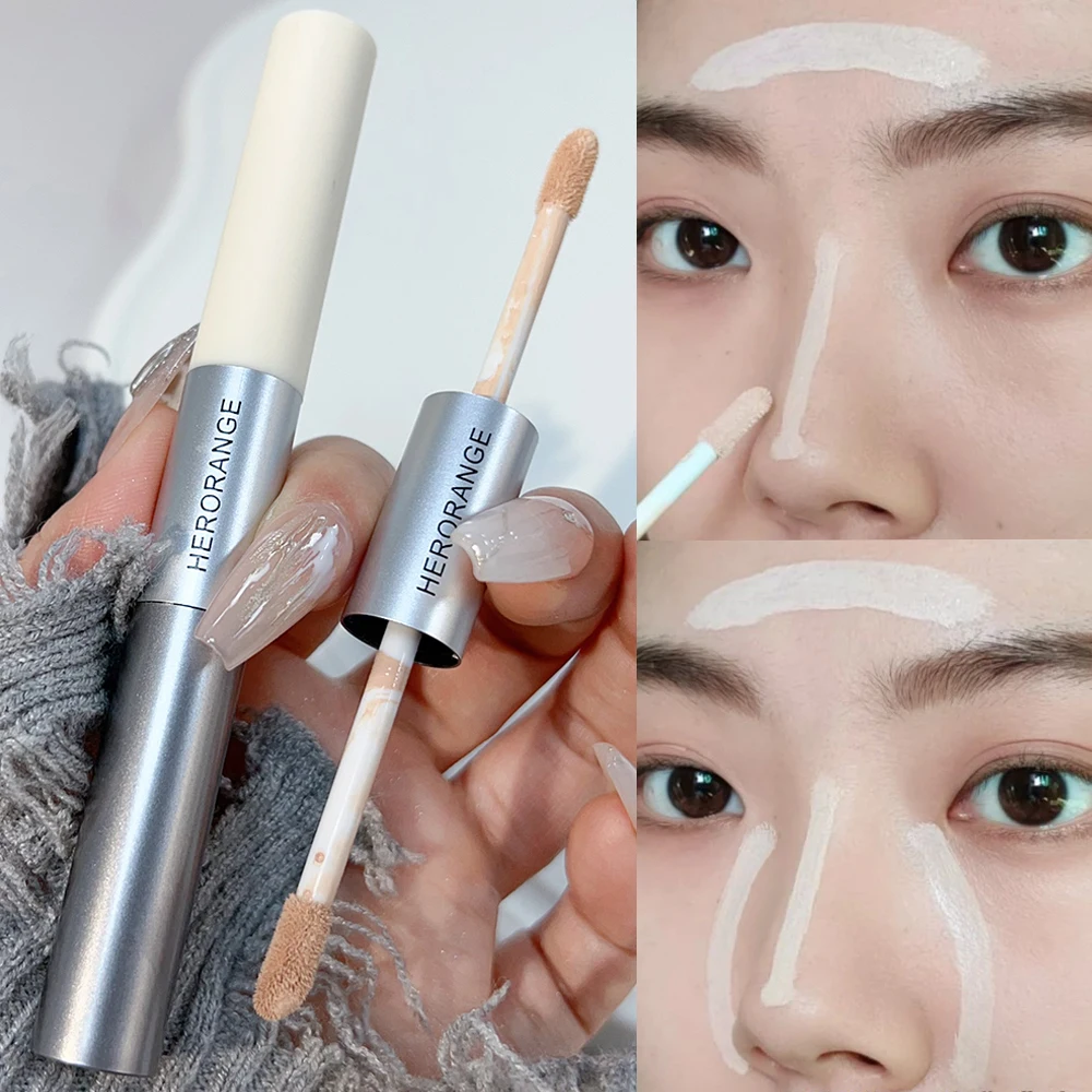 Double-ended Face Brightening Concealer Cream Makeup Lasting Modify Skin Tone Cover Acne Spots Dark Circles Liquid Concealer Pen