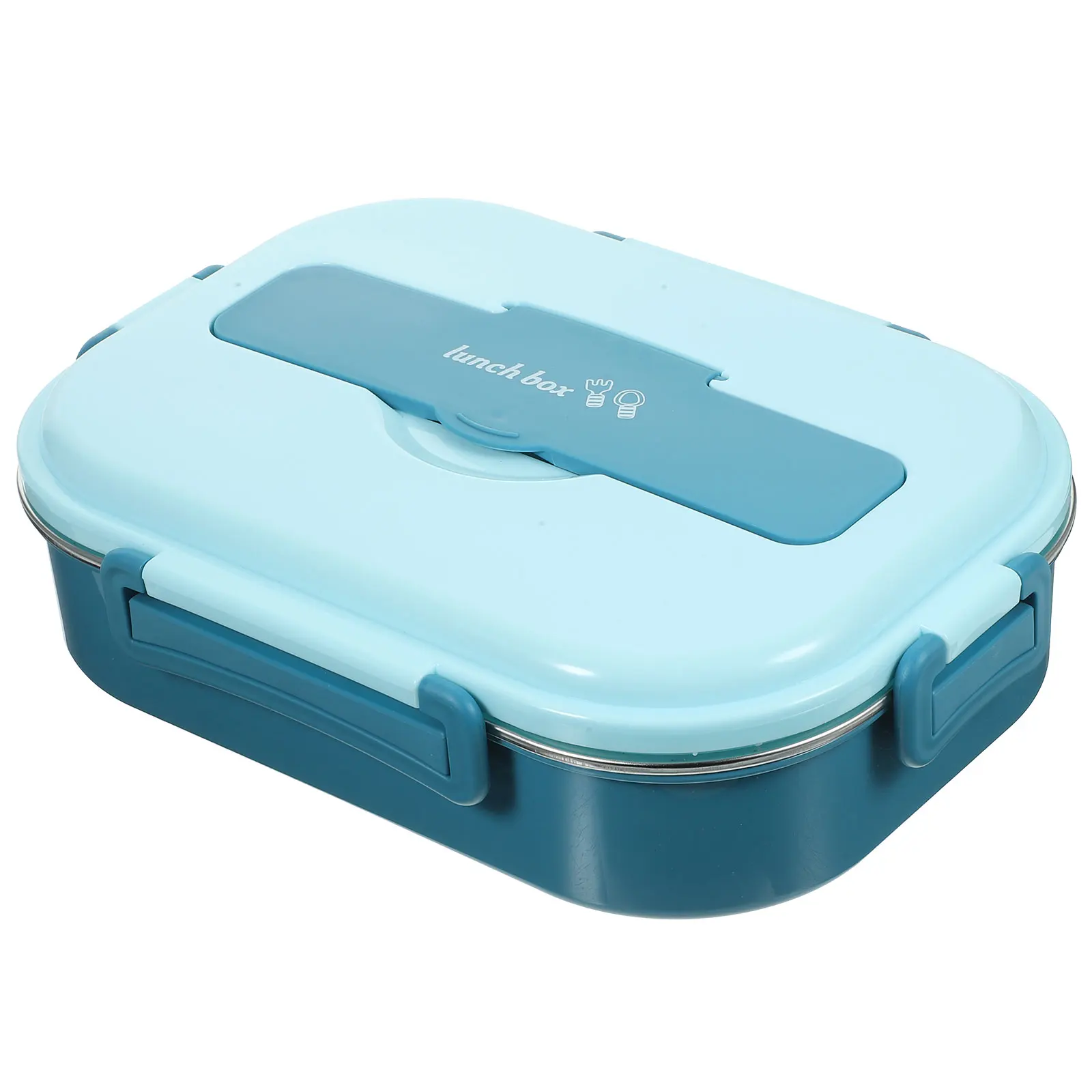 

Bento Lunch Box 4 Compartment Stainless Steel Insulated Food Container Reusable Portable Blue Child Student Kitchen