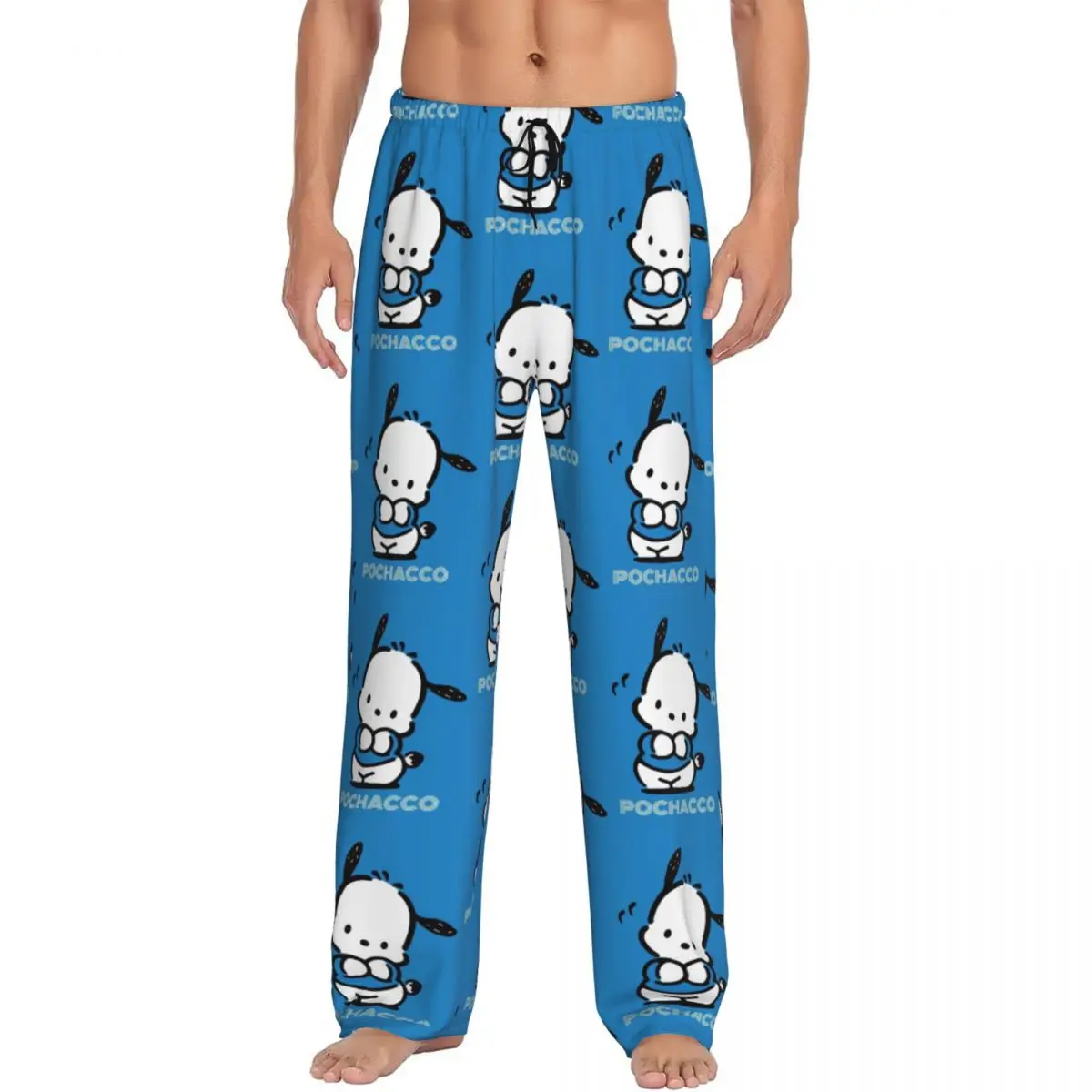 Custom Men Cute Pochacco Kawaii Dog Pajama Pants Print Comic Hot Sleep Sleepwear Bottoms with Pockets