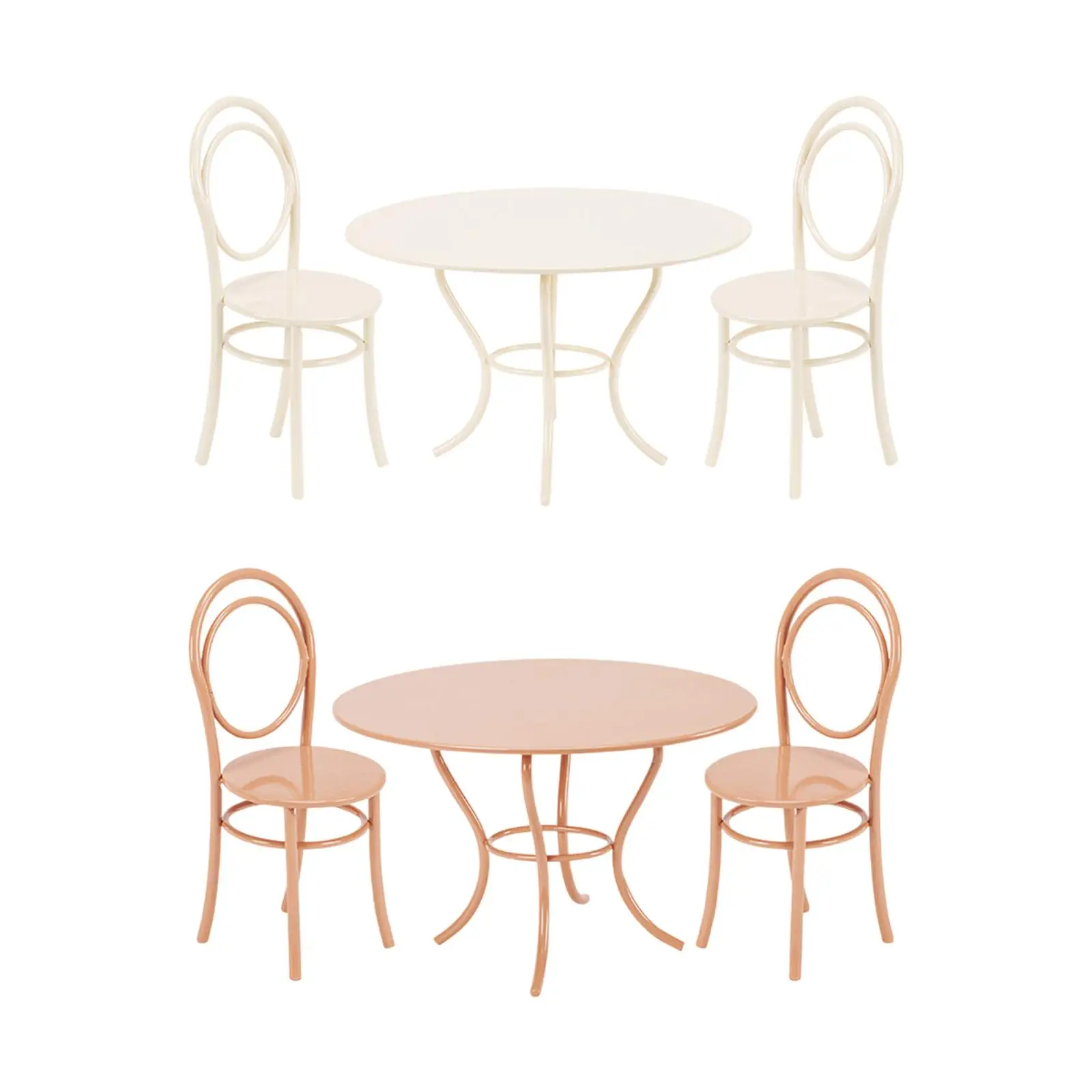 Conjunto de cadeiras de mesa de jardim para casa de bonecas, 3 peças, decorações de jardim de fadas para Diorama