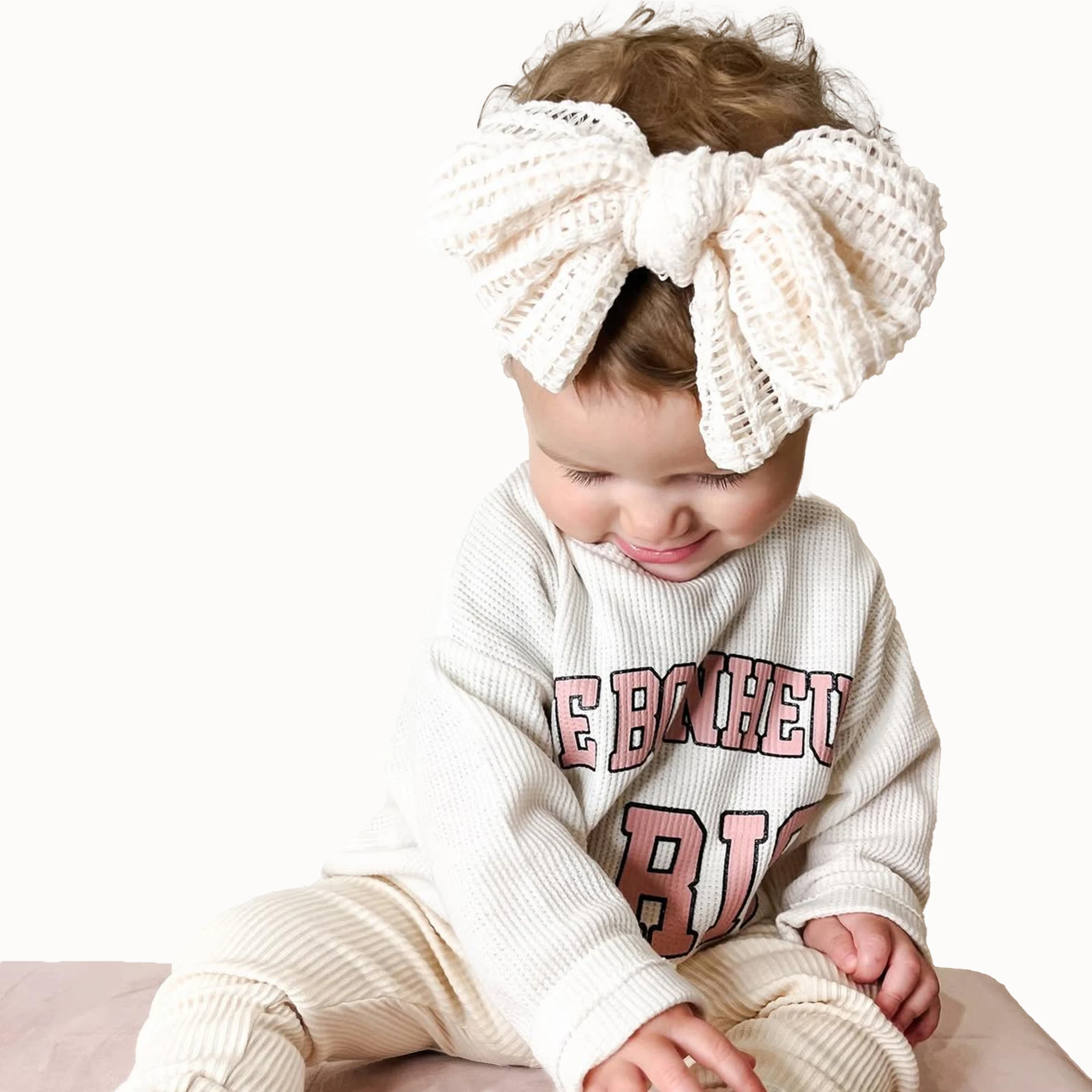 新生児用中空ニットヘッドバンド,女の赤ちゃん用ヘッドバンド,特大の蝶ネクタイターバン,フォトプロップヘッドウェア